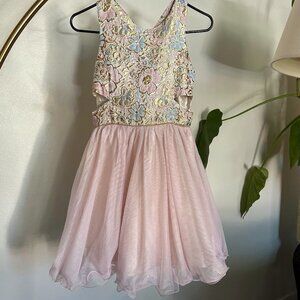 Pink & Violet Big Girls Brocade & Glitter Mesh Dress size 12